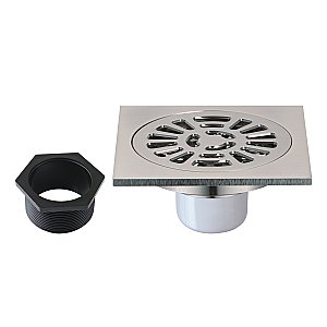 Kingston Brass BSF4267BN Watercourse 4" Square Brass Shower Drain, Brushed Nickel