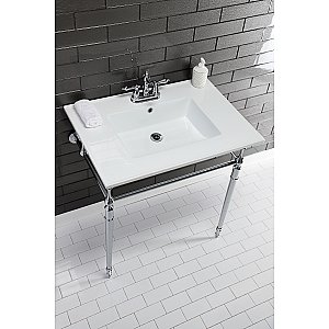 Fauceture LBT31227W34 Continental 31-Inch Ceramic Vanity Top, 4-Inch, 3-Hole, White