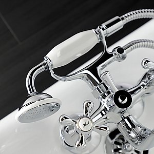 Kingston Brass KS225C Kingston Wall Mount Clawfoot Tub Faucet with Hand Shower, Polished Chrome