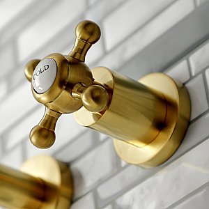 Kingston Brass KS8127BX Metropolitan 2-Handle 8 in. Wall Mount Bathroom Faucet, Brushed Brass