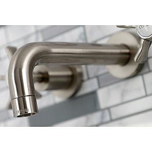 Kingston Brass KS8128NX Hamilton Two-Handle Wall Mount Bathroom Faucet, Brushed Nickel