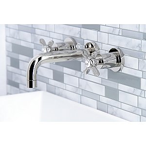 Kingston Brass KS8126BEX Essex 2-Handle 8 in. Wall Mount Bathroom Faucet, Polished Nickel
