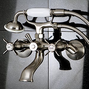 Kingston Brass KS285SN Essex Clawfoot Tub Faucet with Hand Shower, Brushed Nickel