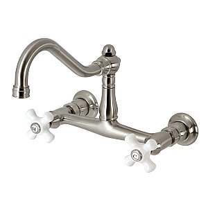 Kingston Brass KS3248PX Vintage Wall Mount Bathroom Faucet, Brushed Nickel