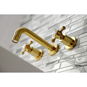 Kingston Brass KS8127BX Metropolitan 2-Handle 8 in. Wall Mount Bathroom Faucet, Brushed Brass