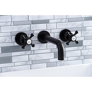 Kingston Brass KS8125BX Metropolitan 2-Handle 8 in. Wall Mount Bathroom Faucet, Oil Rubbed Bronze