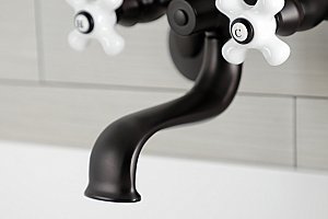 Kingston Brass KS266PXORB Kingston Wall Mount Clawfoot Tub Faucet with Hand Shower, Oil Rubbed Bronze