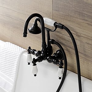 Kingston Brass AE9T0 Aqua Vintage Wall Mount Clawfoot Tub Faucet, Matte Black