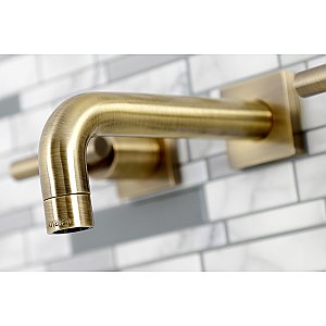 Kingston Brass KS6123CML Manhattan Two-Handle Wall Mount Bathroom Faucet, Antique Brass