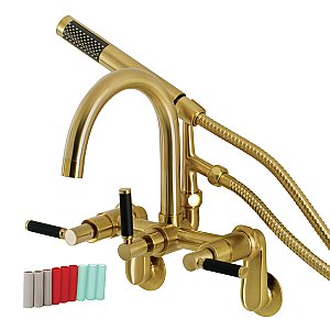 Aqua Vintage AE8157DKL Kaiser 7-Inch Adjustable Wall Mount Clawfoot Tub Faucet, Brushed Brass