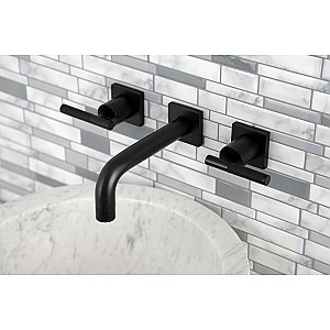 Kingston Brass KS6120CKL Kaiser Two-Handle Wall Mount Bathroom Faucet, Matte Black