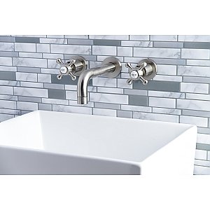 Kingston Brass KS8128BX Metropolitan 2-Handle 8 in. Wall Mount Bathroom Faucet, Brushed Nickel