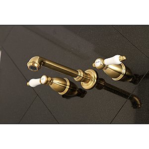 Kingston Brass KS7127BPL 8-Inch Center Wall Mount Bathroom Faucet, Brushed Brass
