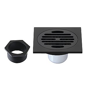 Kingston Brass BSF4262MB Watercourse Symmetric 4" Square Grid Shower Drain, Matte Black