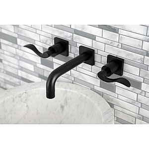 Kingston Brass KS6120DFL NuWave Two-Handle Wall Mount Bathroom Faucet, Matte Black