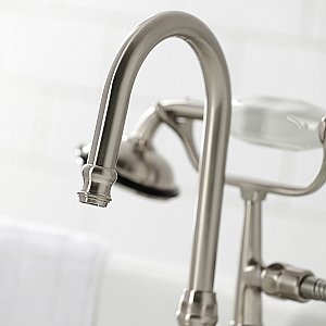 Kingston Brass CA11T8 Vintage 3-3/8" Tub Wall Mount Clawfoot Tub Faucet with Hand Shower, Brushed Nickel