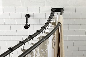 Kingston Brass CCD2175 Edenscape 60"-72" Stainless Steel Adjustable Double Curved Shower Curtain Rod - Oil Rubbed Bronze
