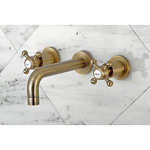 Kingston Brass KS8123BX Metropolitan 2-Handle 8 in. Wall Mount Bathroom Faucet, Antique Brass