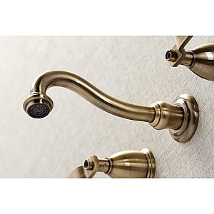 Kingston Brass KS3123KL Whitaker Two-Handle Wall Mount Bathroom Faucet, Antique Brass