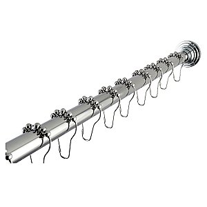 Kingston Brass SRK601 Edenscape 60"-72" Stainless Steel Adjustable Tension Shower Curtain Rod with Rings - Polished Chrome