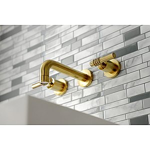 Kingston Brass KS8127ML Milano 2-Handle 8 in. Wall Mount Bathroom Faucet, Brushed Brass