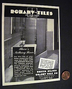 Antique USQTCO Romany Tile Co. 6" Porcelain Shoulder Cove Base Inside Corner Right Facing - Tawny Beige