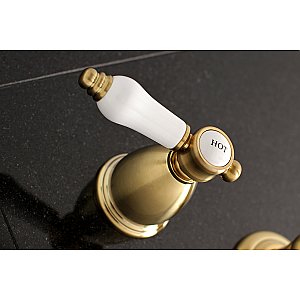 Kingston Brass KS7127BPL 8-Inch Center Wall Mount Bathroom Faucet, Brushed Brass