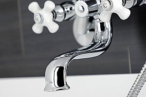 Kingston Brass KS226PXC Kingston Wall Mount Clawfoot Tub Faucet with Hand Shower, Polished Chrome