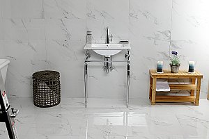 Fauceture KVPB24187W1CP Edwardian 24" Console Sink with Brass Legs (Single Hole), White/Polished Chrome