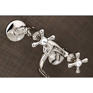 Kingston Brass KS215PN Kingston Two Handle Wall Mount Bathroom Faucet, Polished Nickel