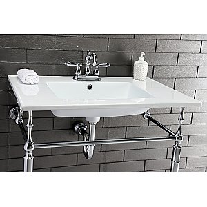 Fauceture LBT31227W34 Continental 31-Inch Ceramic Vanity Top, 4-Inch, 3-Hole, White