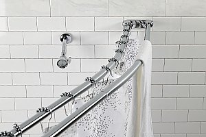 Kingston Brass CCD2171 Edenscape 60"-72" Stainless Steel Adjustable Double Curved Shower Curtain Rod - Polished Chrome