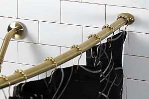 Kingston Brass CC3177 Edenscape 47"-60" Stainless Steel Adjustable Curved Shower Curtain Rod - Brushed Brass