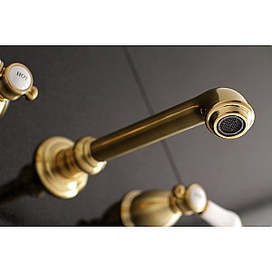 Kingston Brass KS7127BPL 8-Inch Center Wall Mount Bathroom Faucet, Brushed Brass