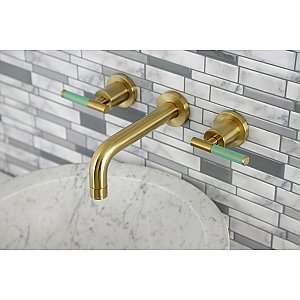 Kingston Brass KS8127CKL Kaiser Two-Handle Wall Mount Bathroom Faucet, Brushed Brass