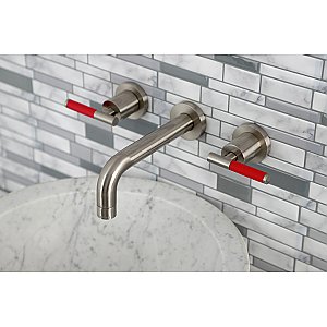 Kingston Brass KS8128CKL Kaiser Two-Handle Wall Mount Bathroom Faucet, Brushed Nickel