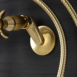 Kingston Brass KS246SB Essex Wall Mount Clawfoot Tub Faucet with Hand Shower, Brushed Brass