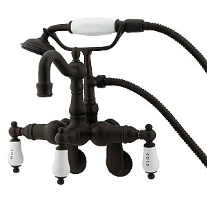 Kingston Brass CC1303T5 Vintage Adjustable Center Wall Mount Tub Faucet with Hand Shower, Oil Rubbed Bronze