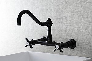 Kingston Brass KS3240BEX Essex Wall Mount Bathroom Faucet, Matte Black
