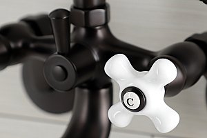 Kingston Brass KS266PXORB Kingston Wall Mount Clawfoot Tub Faucet with Hand Shower, Oil Rubbed Bronze