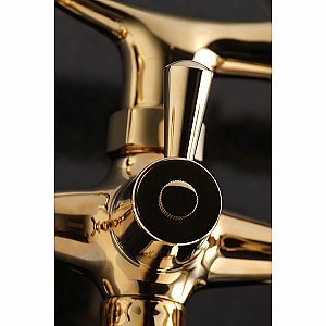 Kingston Brass KS269PB Kingston Tub Wall Mount Clawfoot Tub Faucet with Hand Shower, Polished Brass