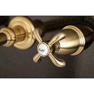 Kingston Brass KS7127TX 8-Inch Center Wall Mount Bathroom Faucet, Brushed Brass
