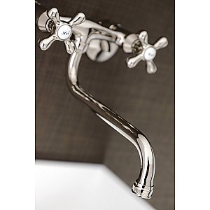 Kingston Brass KS215PN Kingston Two Handle Wall Mount Bathroom Faucet, Polished Nickel