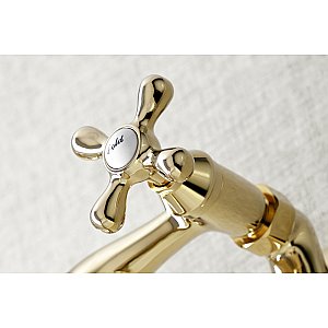 Kingston Brass KS215PB Kingston Two Handle Wall Mount Bathroom Faucet, Polished Brass