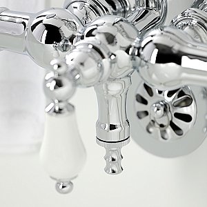 Kingston Brass CA24T1 Vintage 3-3/8" Tub Wall Mount Clawfoot Tub Faucet with Hand Shower, Polished Chrome
