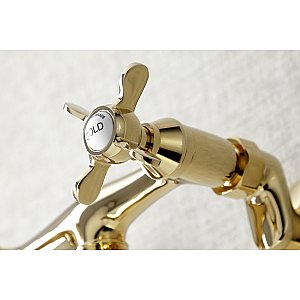 Kingston Brass KS115PB Essex Two Handle Wall Mount Bathroom Faucet, Polished Brass