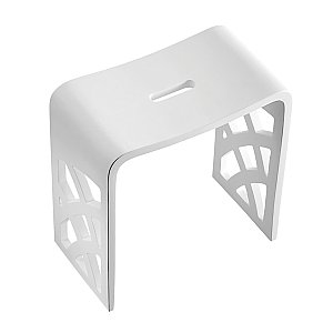 Kingston Brass KBSSA17916 Descanso Solid Surface Bathroom Stool - Matte White