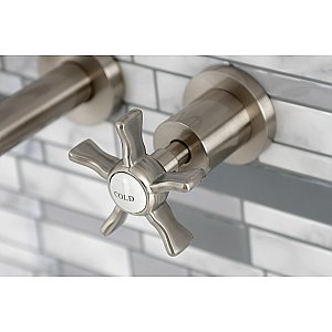 Kingston Brass KS8128NX Hamilton Two-Handle Wall Mount Bathroom Faucet, Brushed Nickel