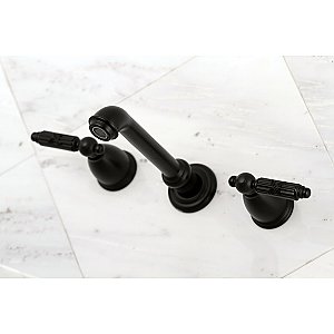 Kingston Brass KS7120GL 8" Center Wall Mount Bathroom Faucet, Matte Black