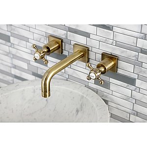 Kingston Brass KS6123BX Metropolitan Two-Handle Wall Mount Bathroom Faucet, Antique Brass